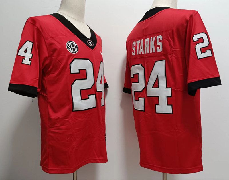 Men Georgia Bulldogs #24 Starks Red Nike 2025 NCAA Jersey->ncaa teams->NCAA Jersey